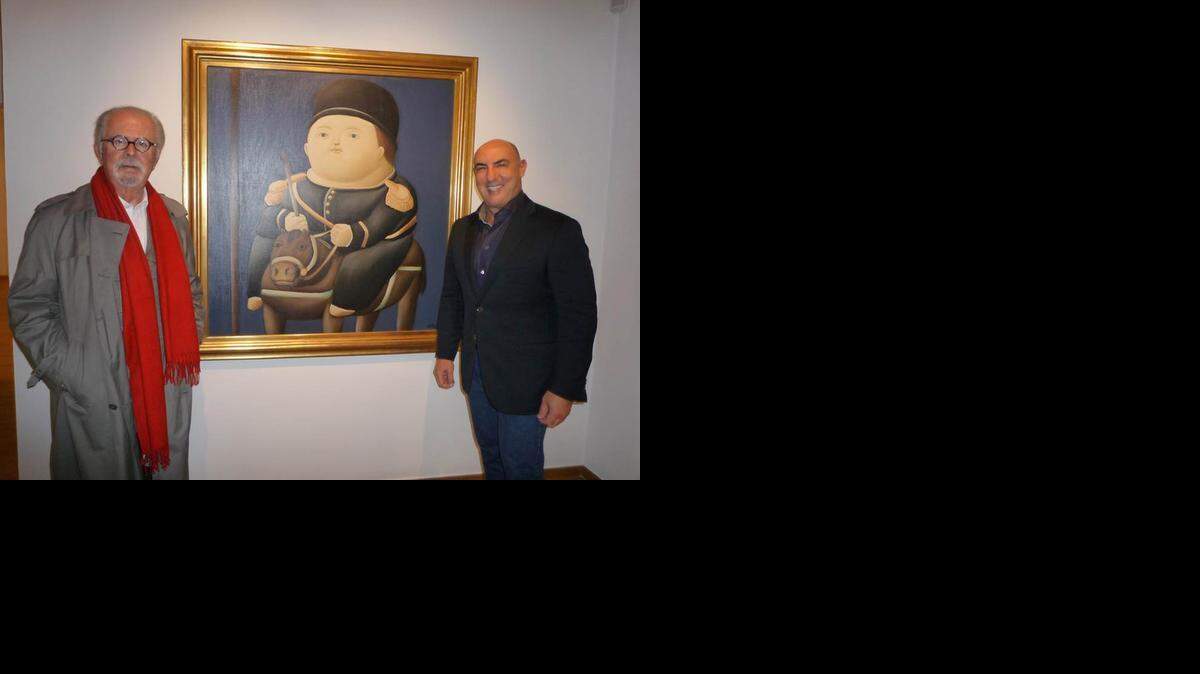 
El pintor Fernando Botero y el galerista y coleccionista Gary Nader en la nueva galería Gary Nader NY, inaugurada a finales de octubre.
