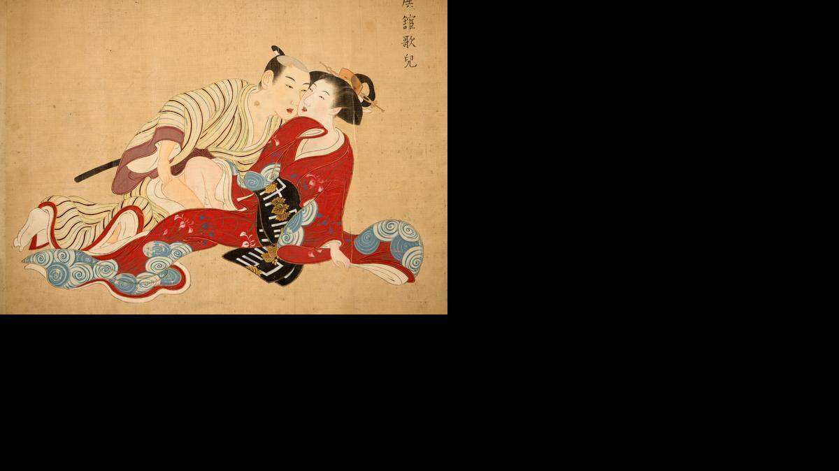 
Grabado atribuido a Tsukioka Settei (1710-1787), que forma parte de la exposición El arte del amor en los tiempos de las geishas, en la Pinacoteca de París. 
