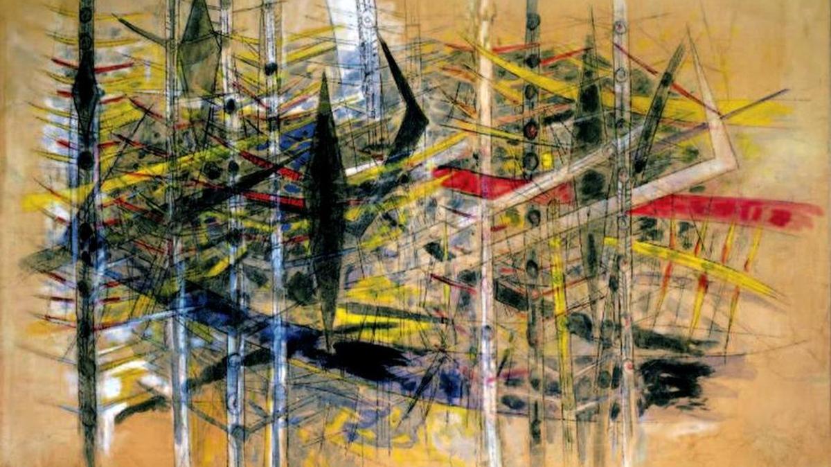 ‘Sin título’, (1958). Trabajo en técnica mixta sobre papel montado sobre lienzo de Wifredo Lam.