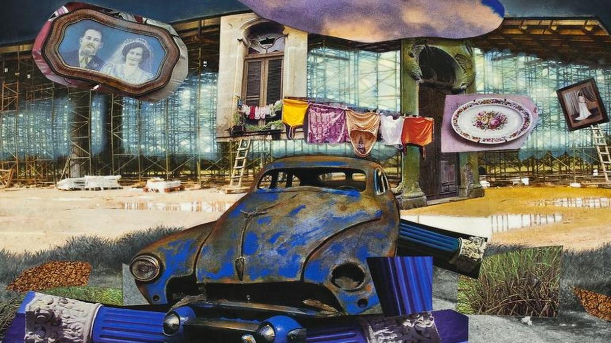“La casa Cuba I” (2008), de Aldo Menéndez. Técnica mixta sobre lienzo, 40 x 30 pulgadas.