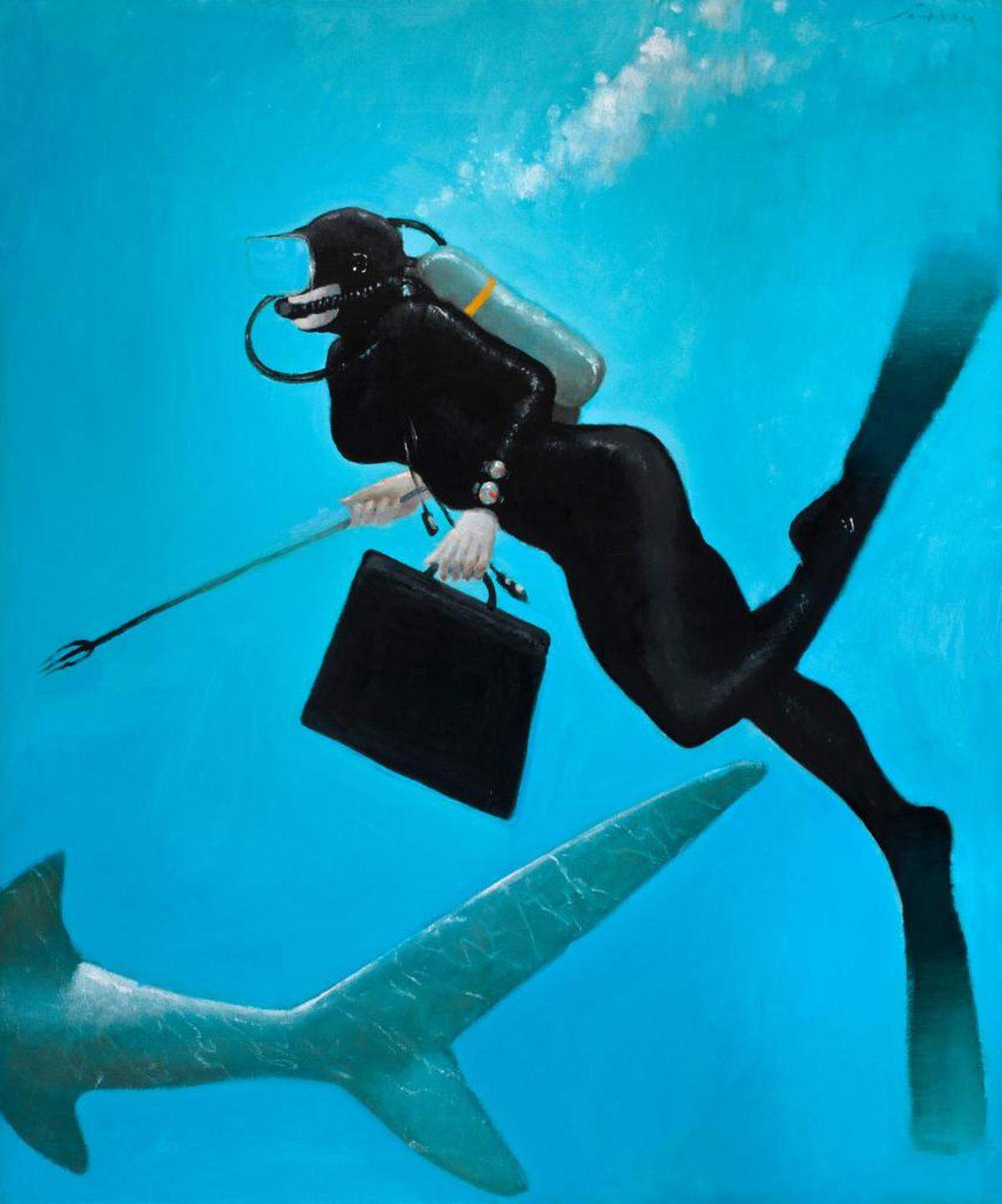 “La escolta de un poeta”, de Julio Larraz, retrospectiva en el Coral Gables Museum.