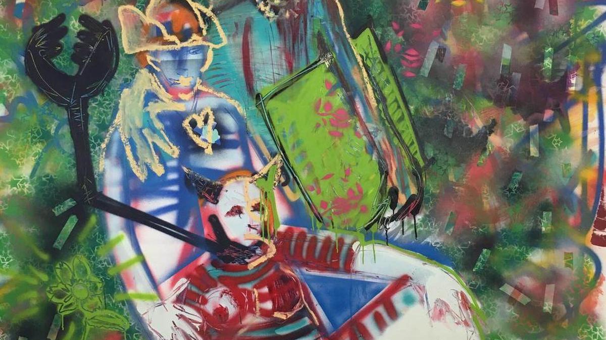 Una de las obras de la muestra ‘Pork’, de ‘El Sexto’, expuesta en la mMarket Gallery de Miami Beach.
