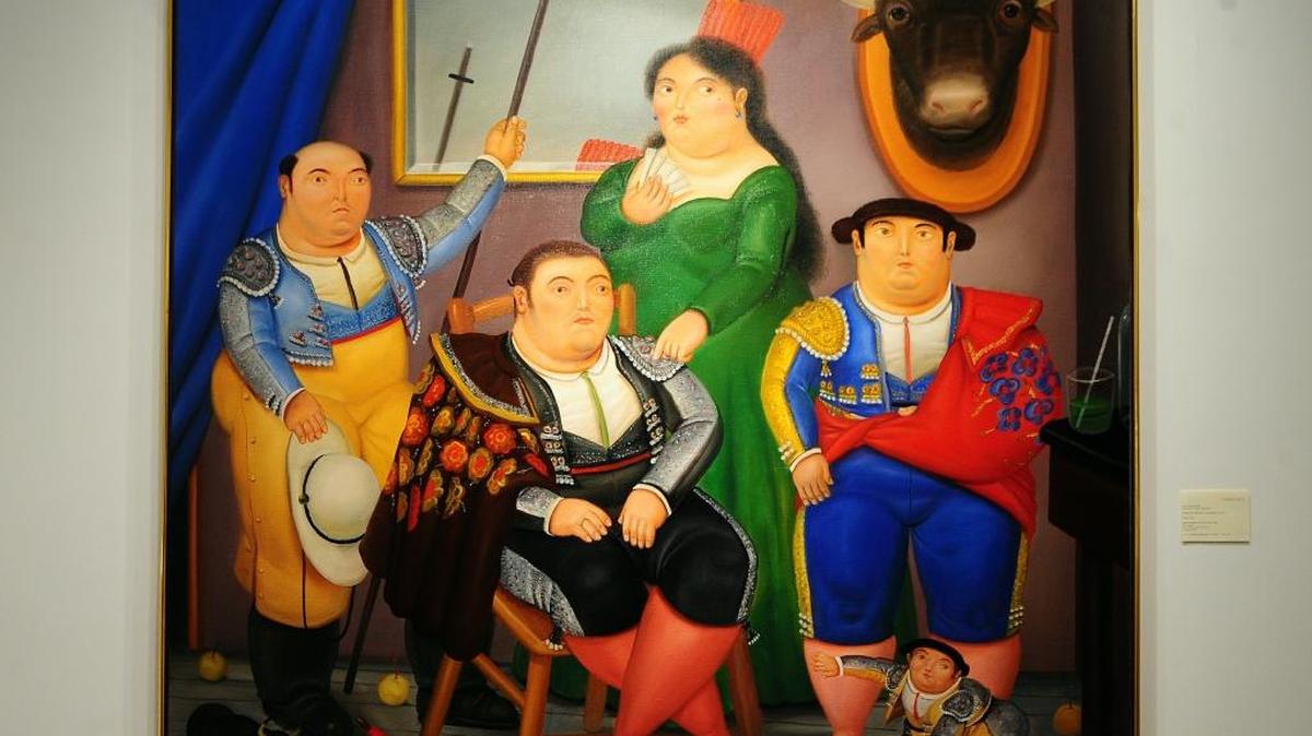 “Una familia” de Fernando Botero en exhibición en Christie’s durante una presentación a la prensa en Nueva York, el 15 de noviembre de 2010.