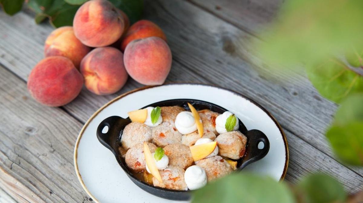 Tarta de Melocotón y Mango, en versión reinterpretada de la chef Jill.