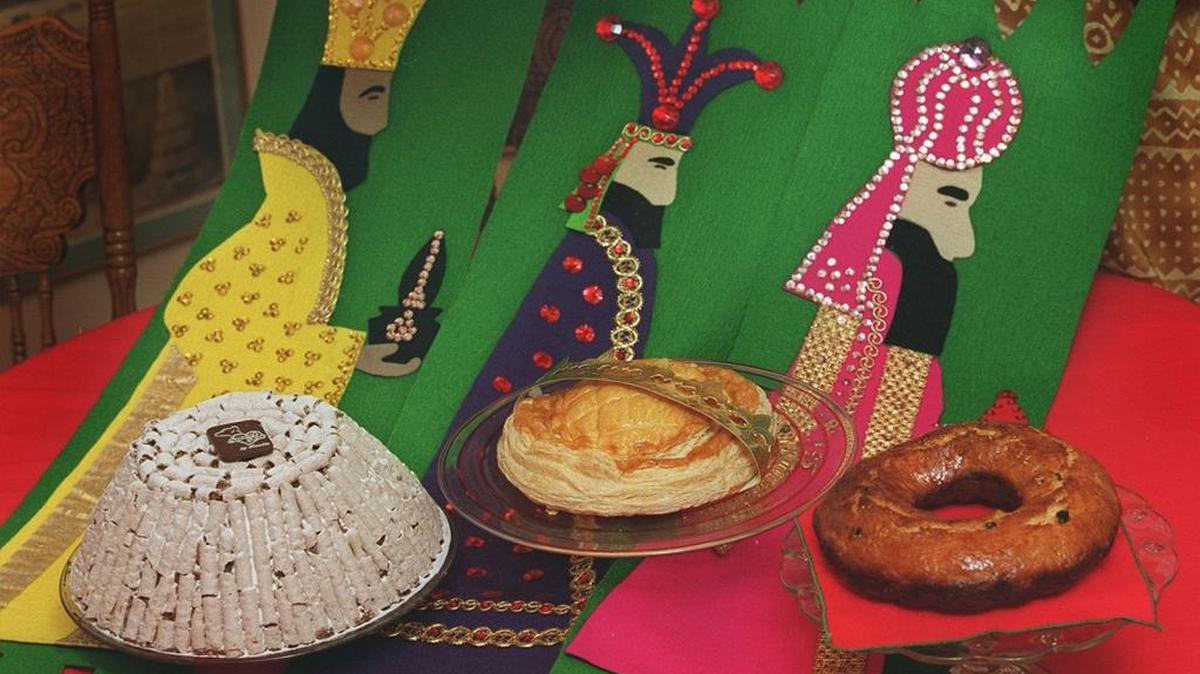Desde la izq.: Concord de chocolate, Gallette de Rois y Roscón de Reyes.