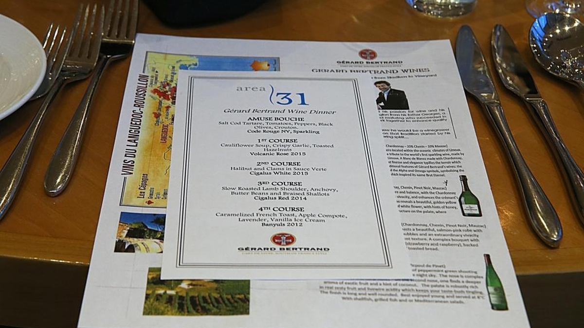 El delicioso menú, que será maridado con vinos de Gerard Bertrand Winery en el Sur de Francia.