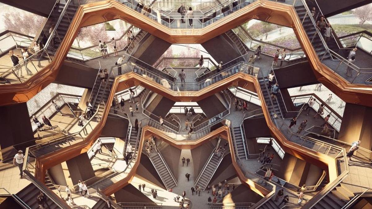 Recreación de cómo quedará ‘The Vessel’, o la escalera interminable de Nueva York.