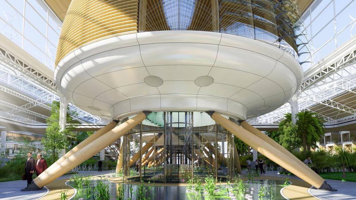 Una de las estructuras ecológicas que irían en el centro del nuevo barrio verde proyectado en Bruselas.