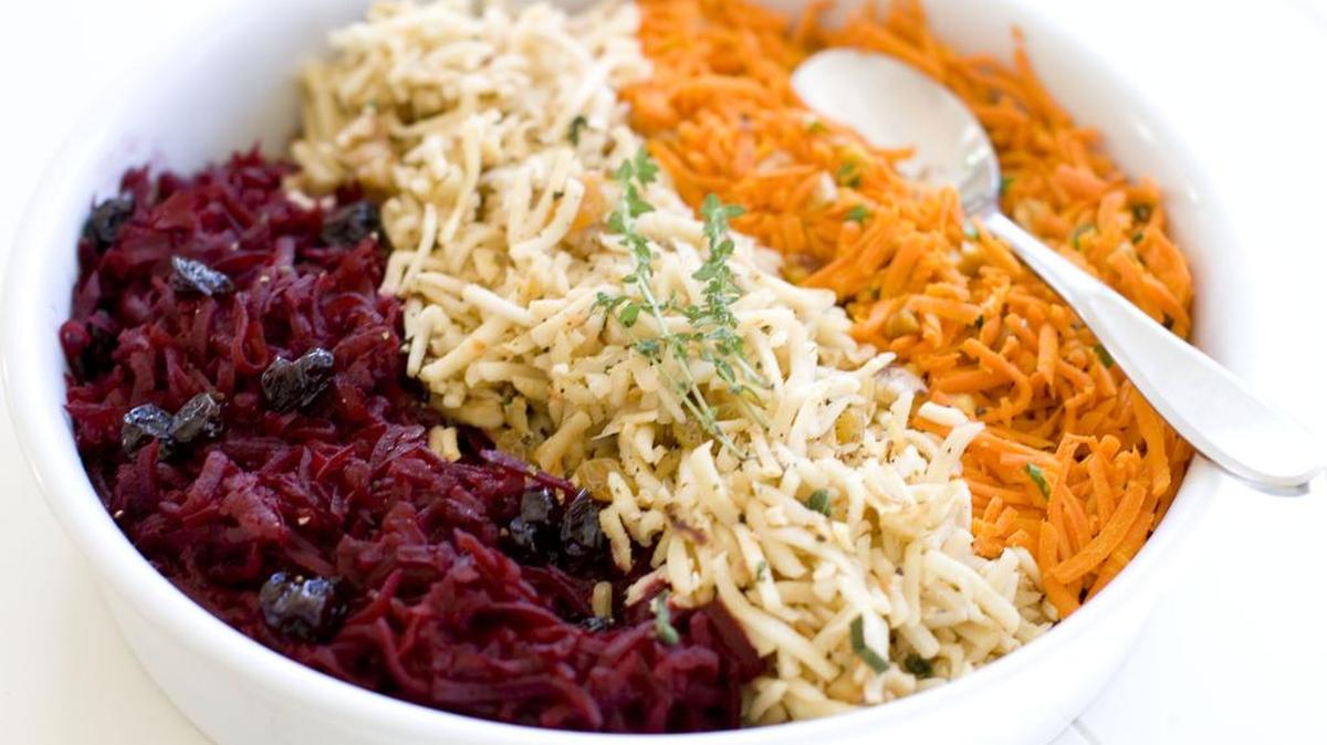 Remolacha, chirivías y zanahorias ralladas: una combinación muy saludable.