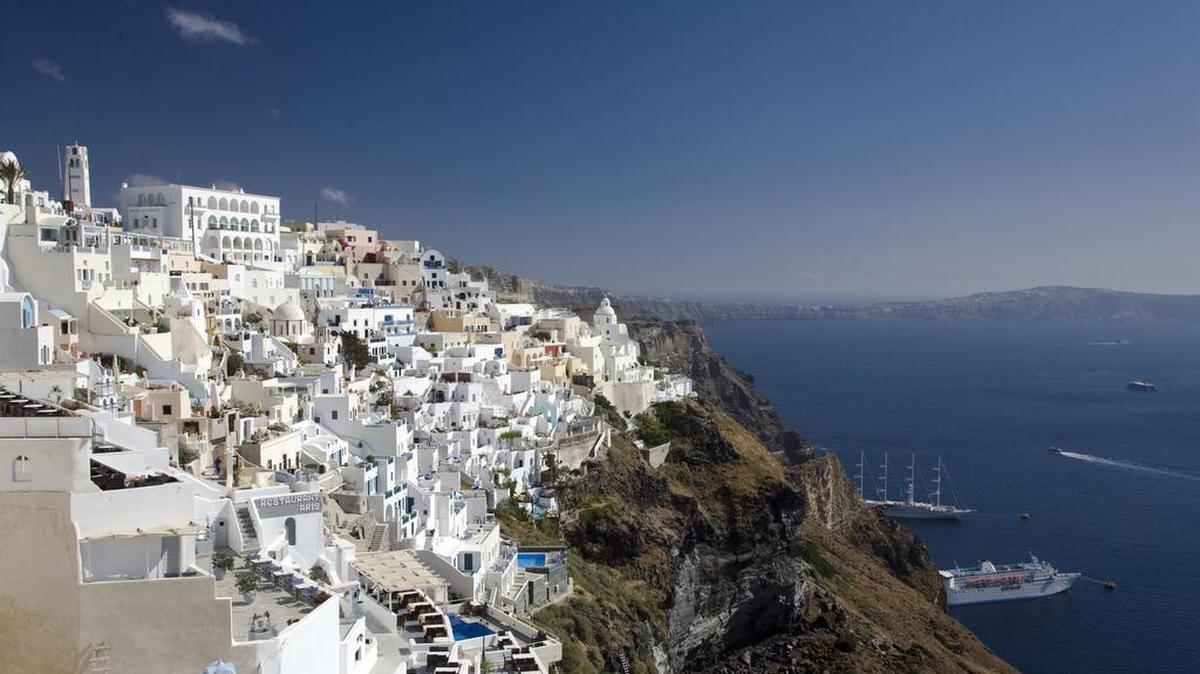 Espectacular vista de la isla de Santorini, en Grecia.