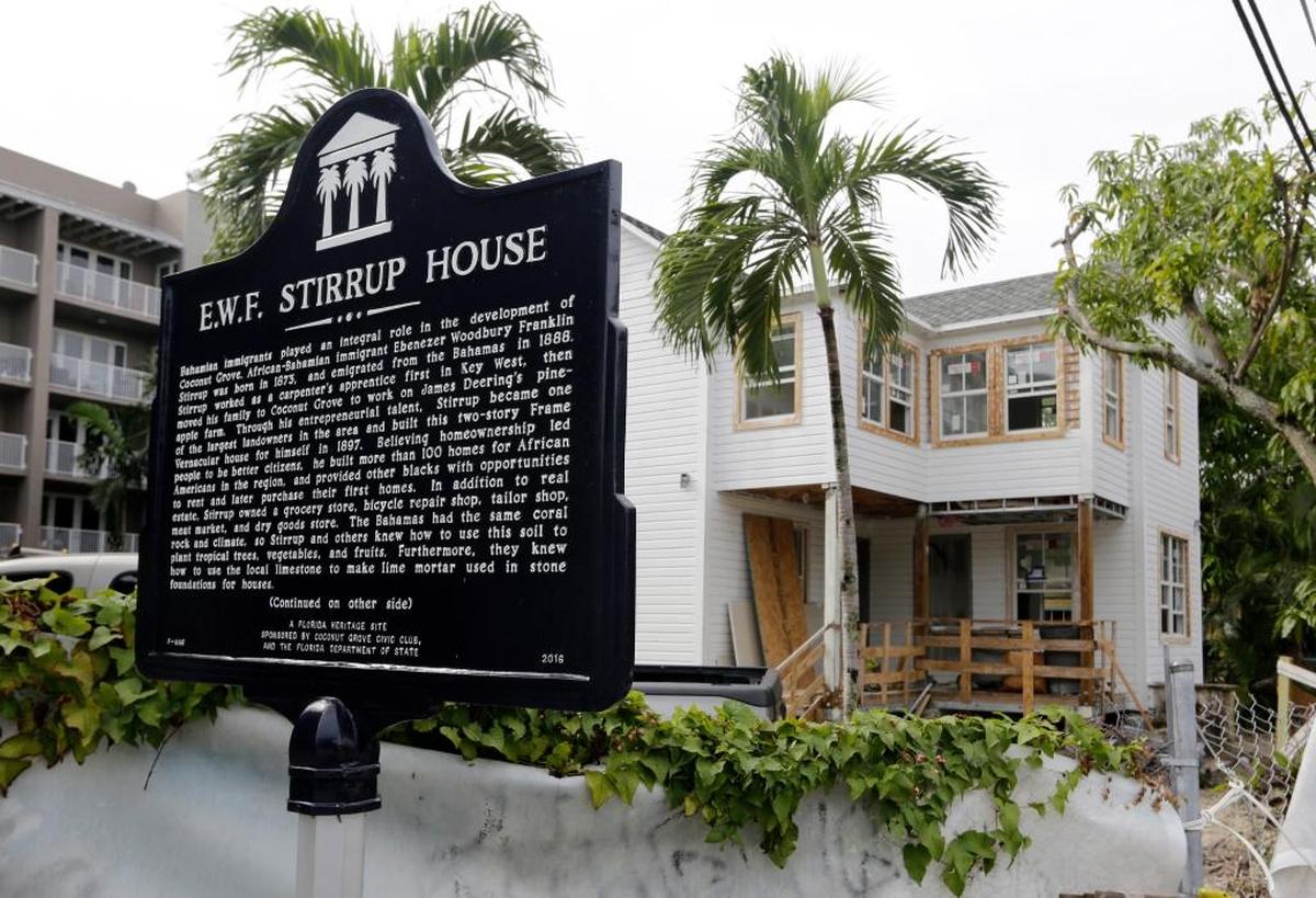 The landmark E.W.F. Stirrup House in the historically Black west Coconut Grove, built in 1897 by a Bahamian settler, is seen while under restoration for use as a bed and breakfast.
