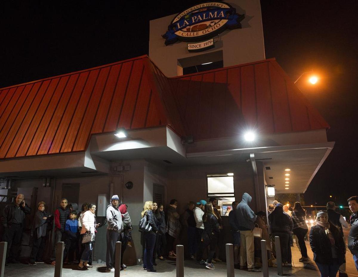 A line for churros curved around La Palma restaurant on a chilly night in 2018.